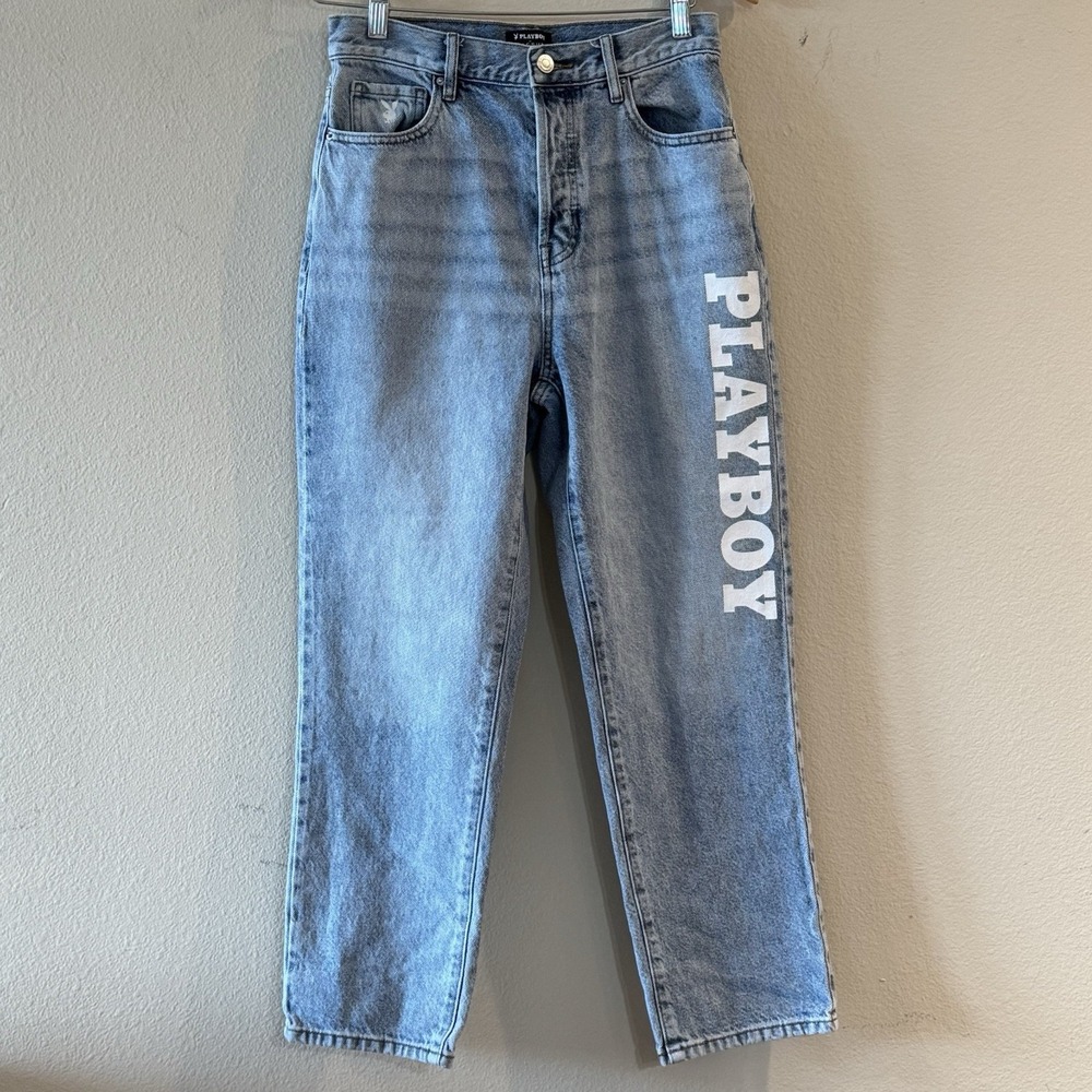 Playboy x PacSun Jeans Womens 27 Baggy Straight Leg Logo Y2K Skater‎ Denim